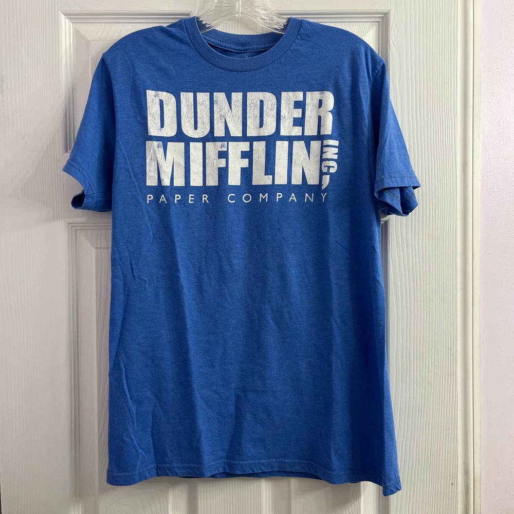 The Office Distressed Dunder Mifflin Blue T-Shirt Medium